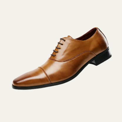 Albright Men's Leather Dress Shoes Polished Black