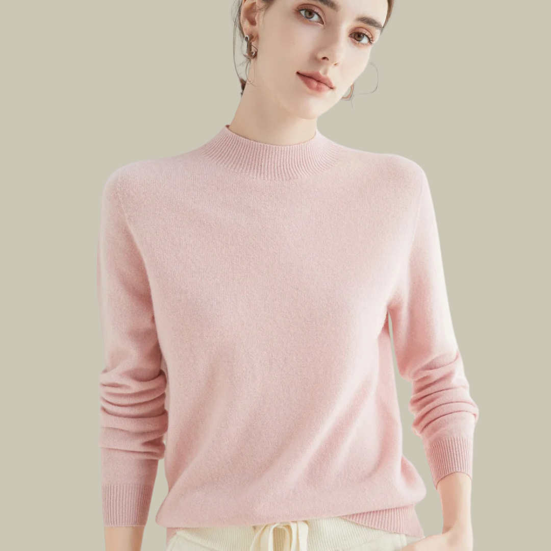 Soft Pink Simple Crew Neck Sweater