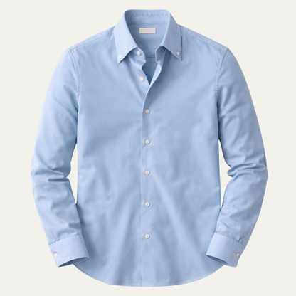Men's Light Blue Button Up Shirt Italian Collar Cotton - VibreMode