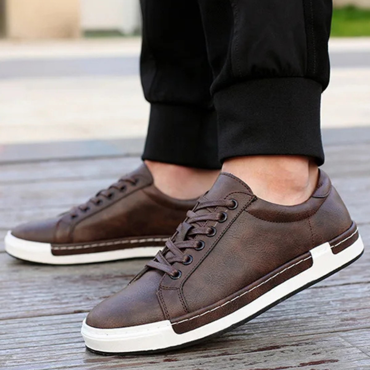 Men's Classic Lace Up Shoes Leather Brown