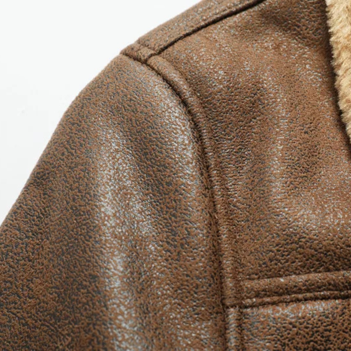 Men's Leather Sherpa Jacket Warm Casual