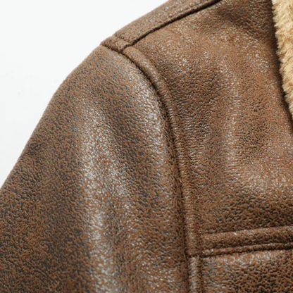 Men's Leather Sherpa Jacket Warm Casual