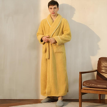Plush Fleece Bathrobe Soft Warm Comfortable