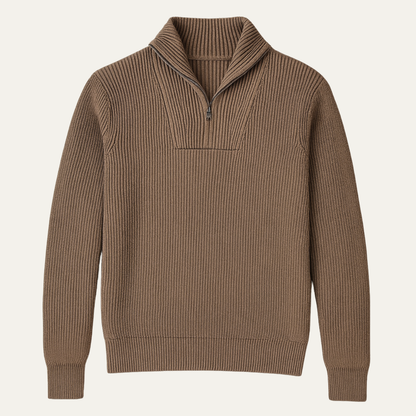 Men's Ribbed Half Zip Sweater Funnel Neck - VibreMode