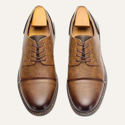 Men's Leather Oxford Shoes Lace Up Brown