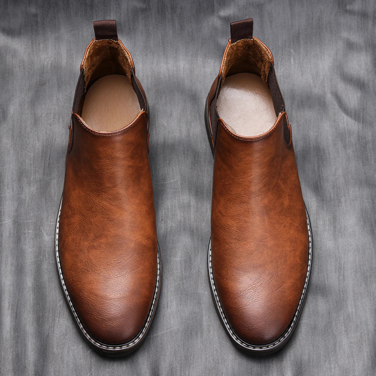 Men's Chelsea Boots Ankle Slip On Leather Brown