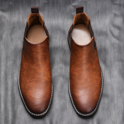 Men's Chelsea Boots Ankle Slip On Leather Brown