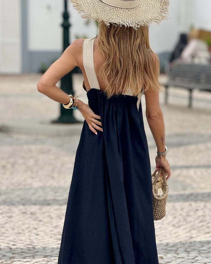 Sleek Strapless Two Tone Formal Dress