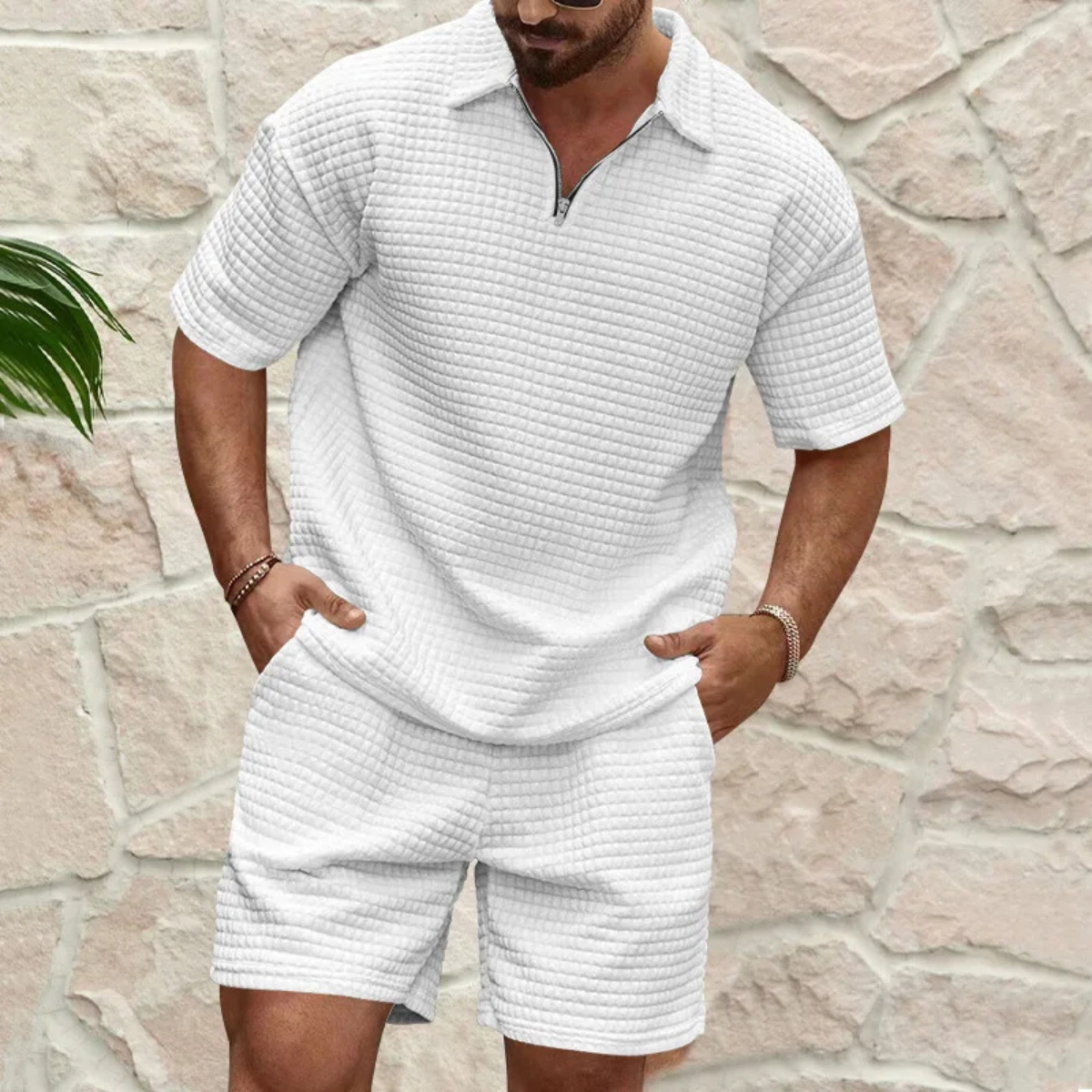 Ashcroft Men's Polo Shirt Shorts Set Casual Summer