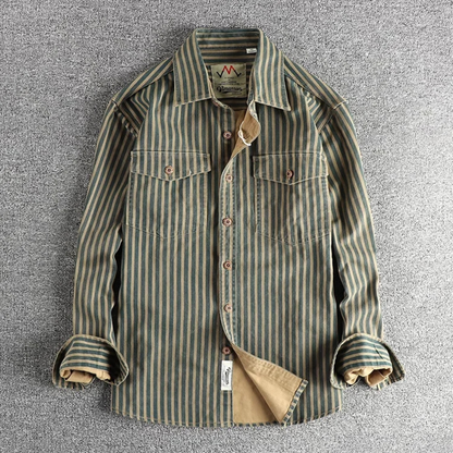 Men's Striped Button Up Shirt Casual Retro Style