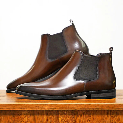 Hawthorne Men's Leather Ankle Boots Slip On Black