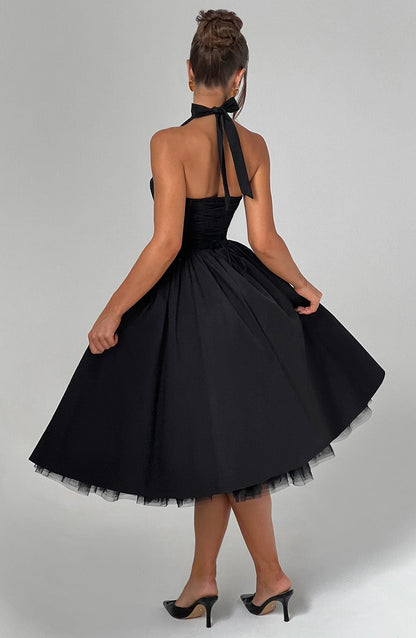 Elegant Ladies Halter Neck Midi Dress
