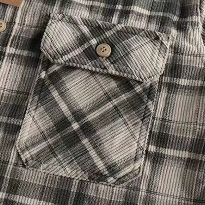 Men's Plaid Flannel Shirt Vintage Style