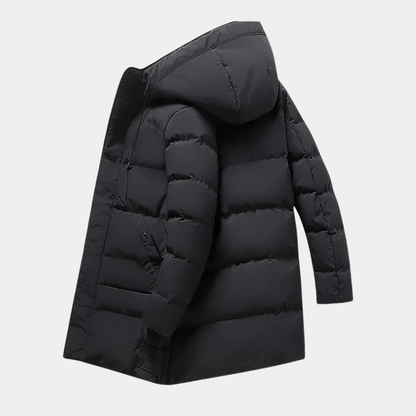 Men's Long Hooded Puffer Jacket Cotton Padding
