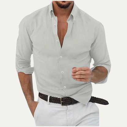 Cala Luna Men's Cotton Linen Button Up Beach Shirt