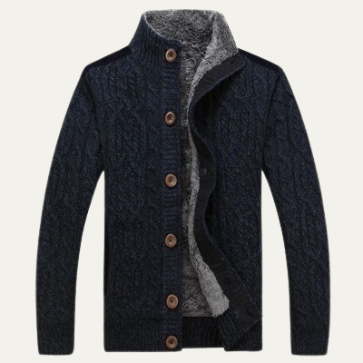 Maplewood Men's Wool Cardigan Fleece Lined Winter