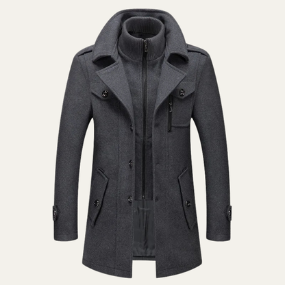 Kensington Men's Wool Trench Coat Double Collar