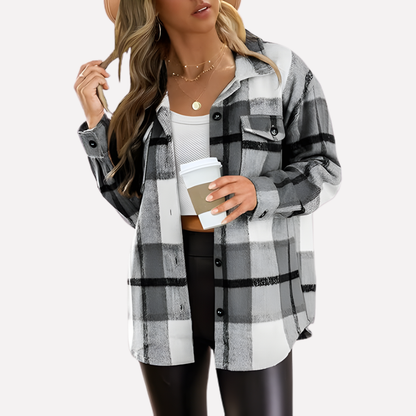Women's Plaid Flannel Shirt Jacket