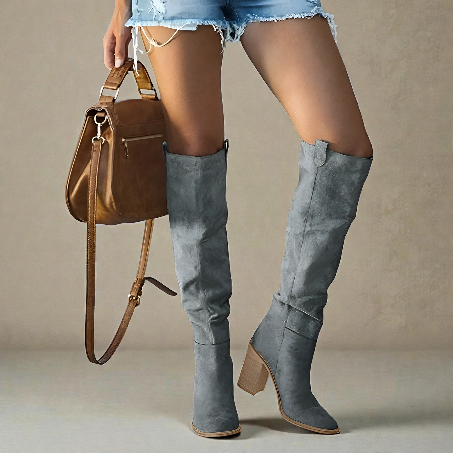 Women's Knee-High Block Boots - VibreMode
