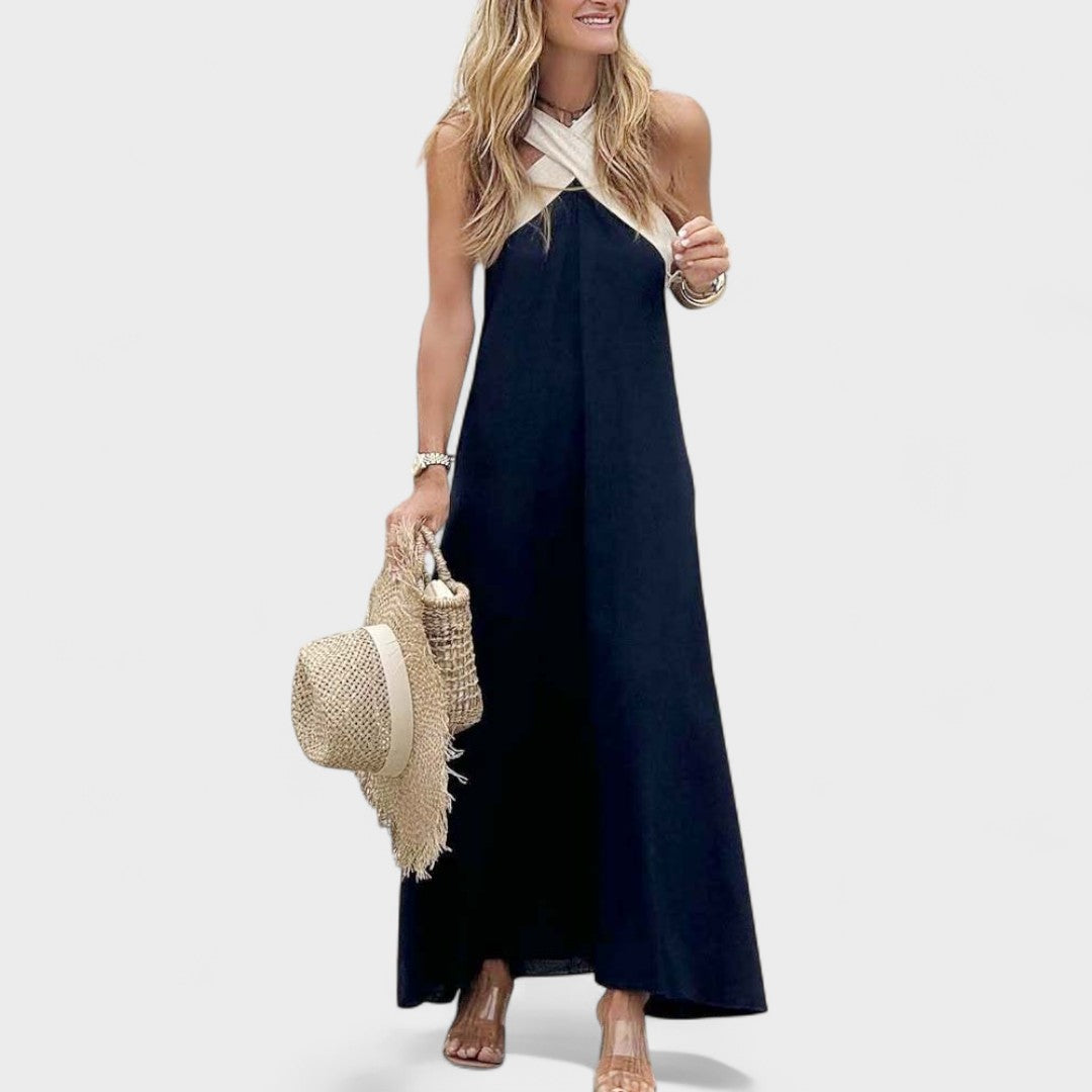 Women's Sleeveless Maxi Dress Cross Strap