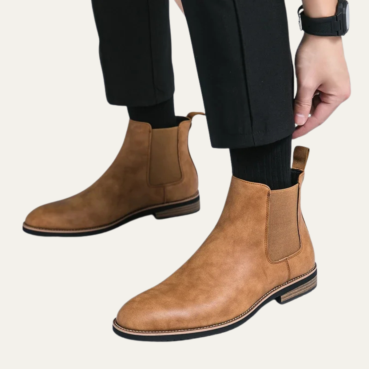 Alderton Men's Chelsea Boots Smart Casual Leather Black