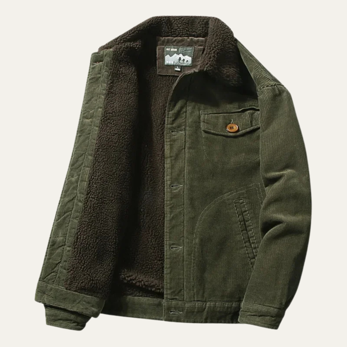 Monferrato Men's Corduroy Winter Jacket Fur Collar