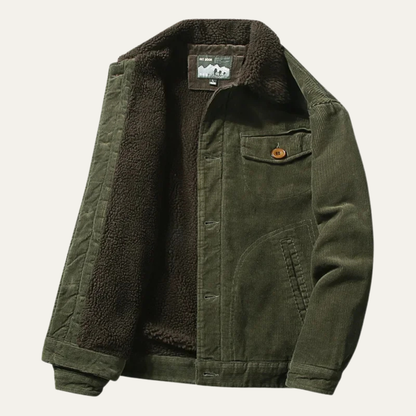 Monferrato Men's Corduroy Winter Jacket Fur Collar