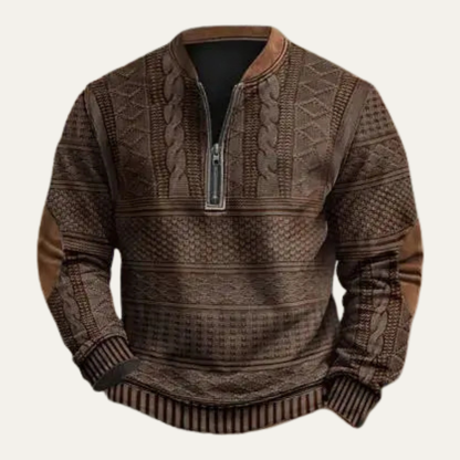 Alderford Men's Knit Half Zip Sweater Patterned