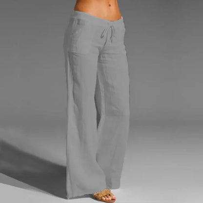 Women's Linen Summer Trousers Lightweight Beige