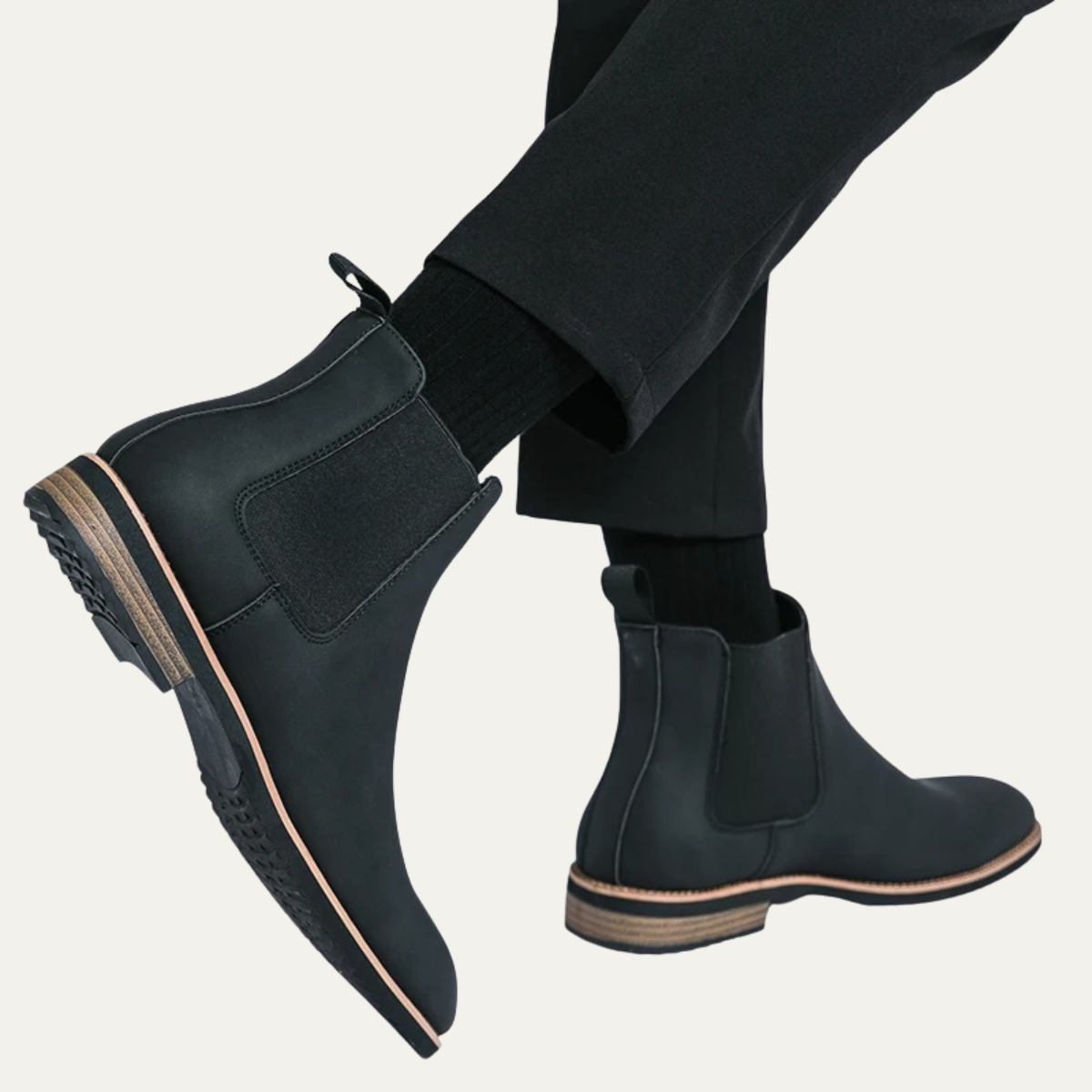 Alderton Men's Chelsea Boots Smart Casual Leather Black