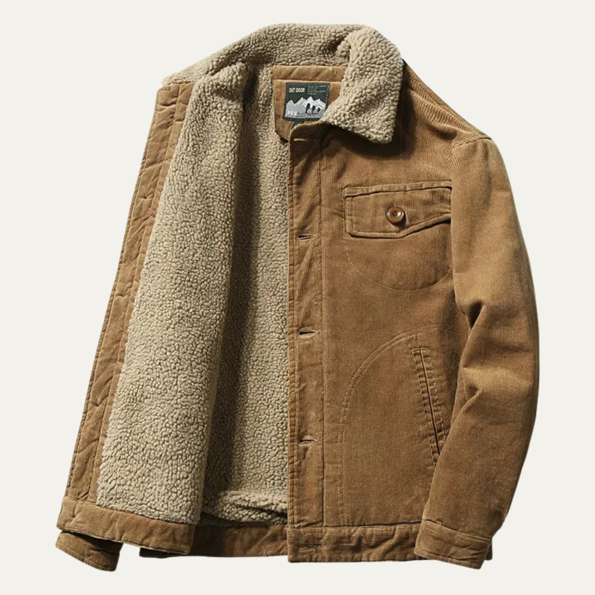 Monferrato Men's Corduroy Winter Jacket Fur Collar