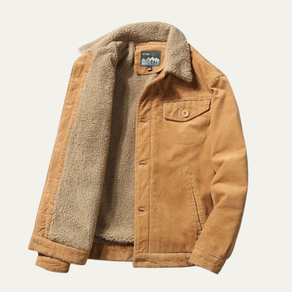 Monferrato Men's Corduroy Winter Jacket Fur Collar