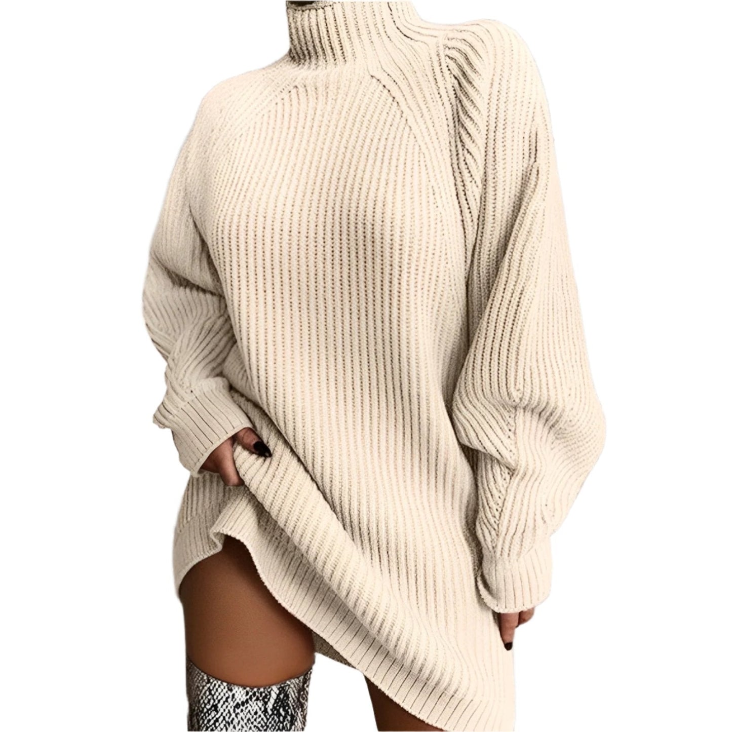 Women's Oversized Roll Neck Sweater - VibreMode
