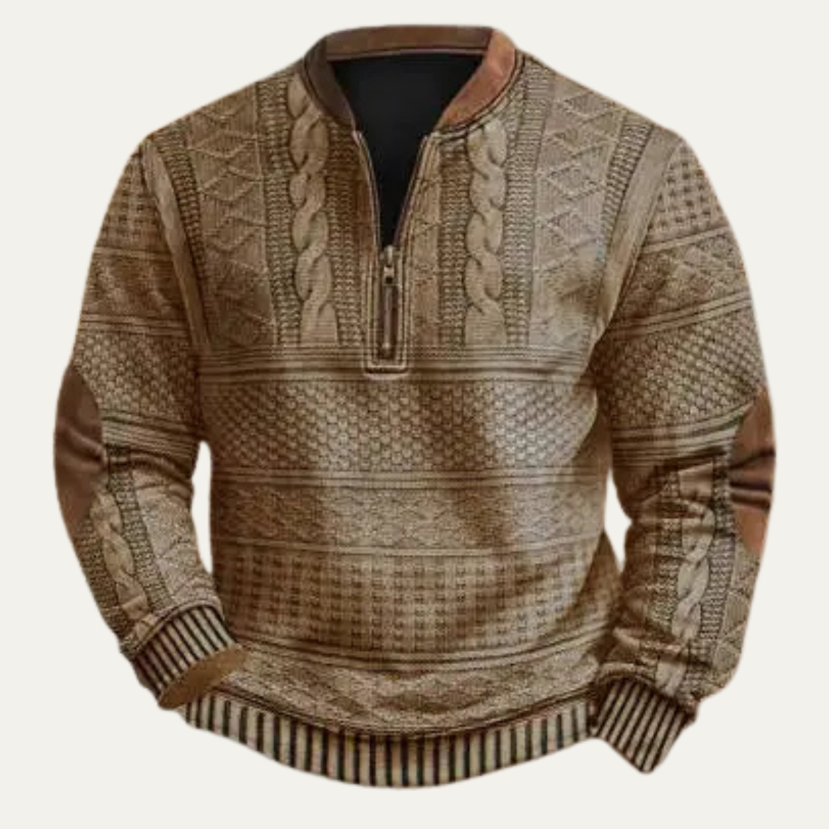 Men's Retro Knit Sweater Half Zip Patterned - VibreMode