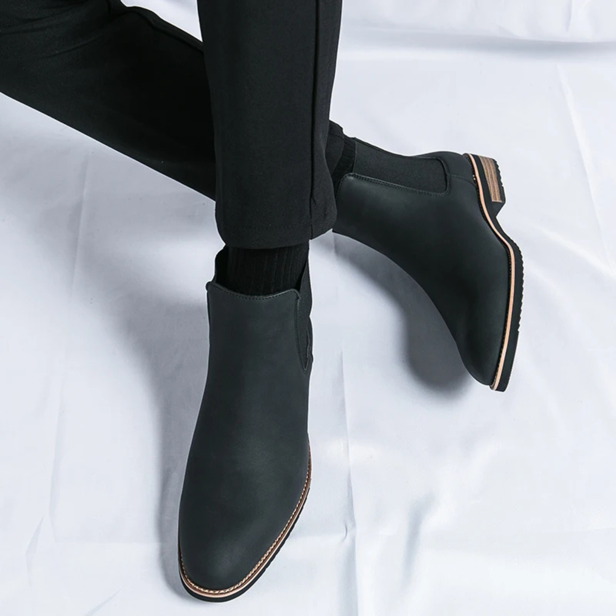 Alderton Men's Chelsea Boots Smart Casual Leather Black