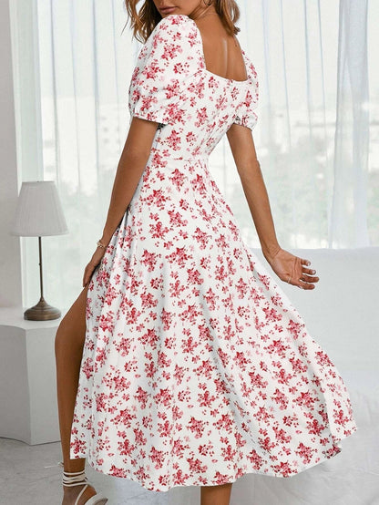 Pretty A-Line Floral Midi Dress