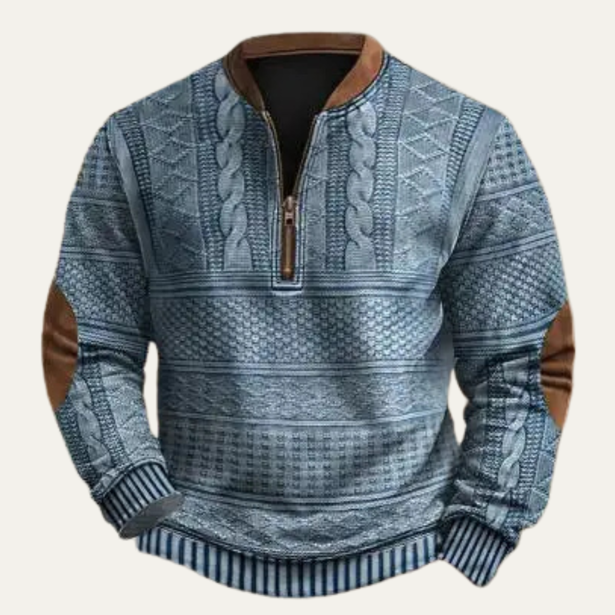 Men's Retro Knit Sweater Half Zip Patterned
