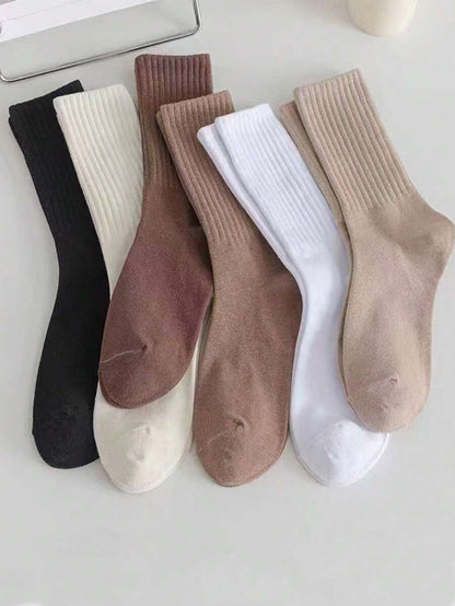 Women's Crew Socks Ribbed Ruffled Edge