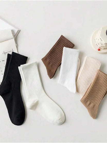 Women's Crew Socks Ribbed Ruffled Edge