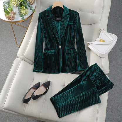 Women's Velvet Jacket And Trousers