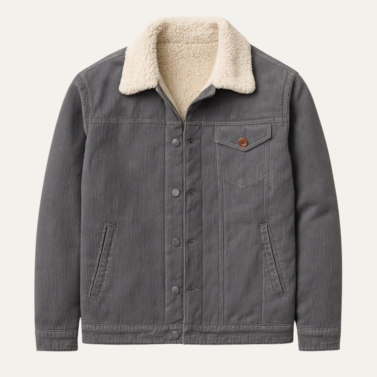 Monferrato Men's Corduroy Winter Jacket Fur Collar