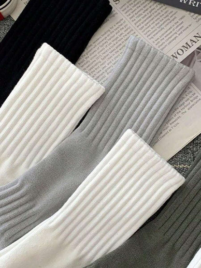 Women's Crew Socks Ribbed Ruffled Edge
