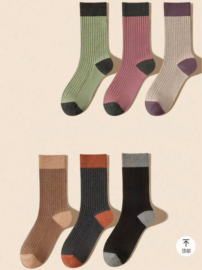 Women's Crew Socks Ribbed Ruffled Edge