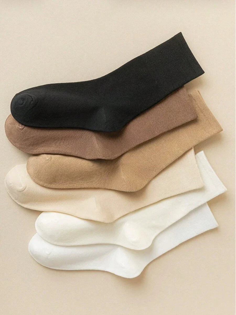 Women's Crew Socks Ribbed Ruffled Edge