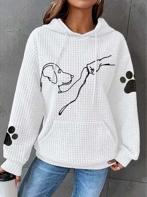 Women's Hoodie Cute Dog Print Soft