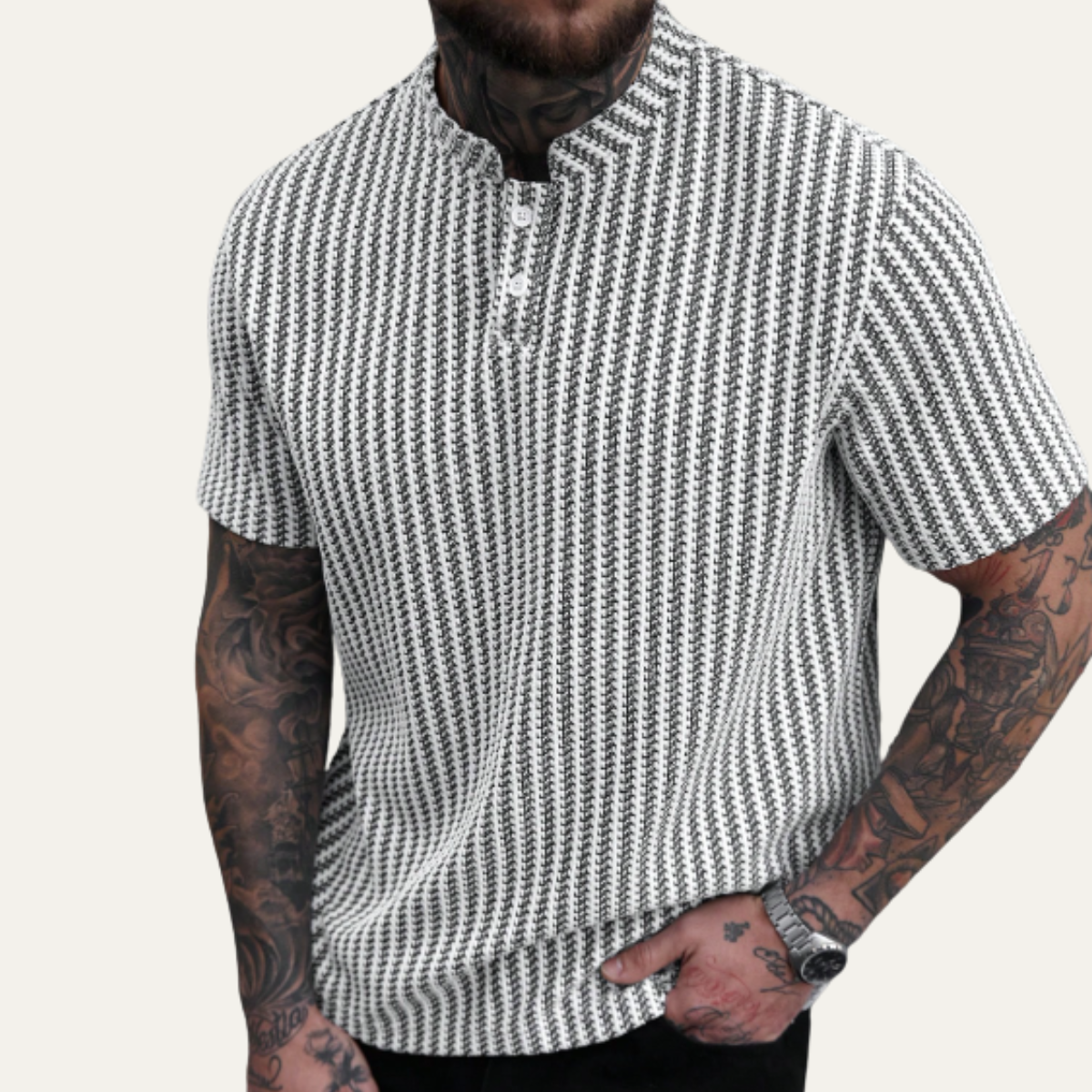 Men's Textured Polo Shirt Casual Summer