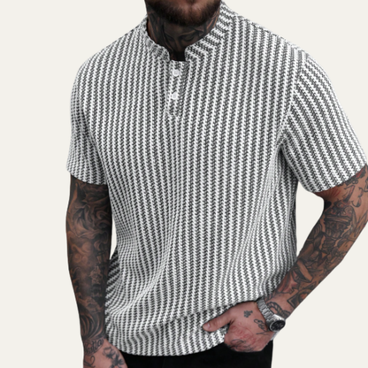 Men's Textured Polo Shirt Casual Summer