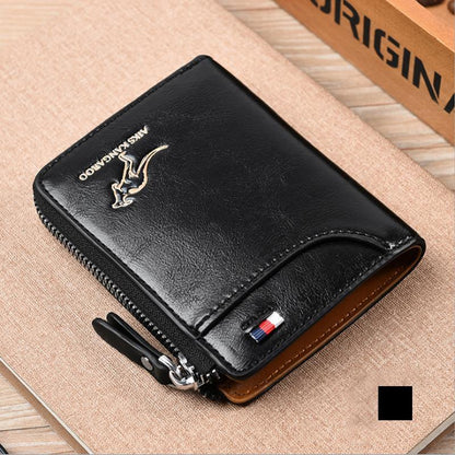 Compact Leather Wallet Rfid Blocking Brown