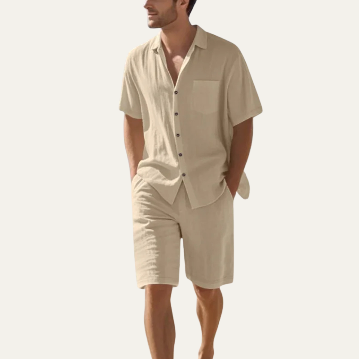 Men's Short Sleeve Shirt And Shorts Set
