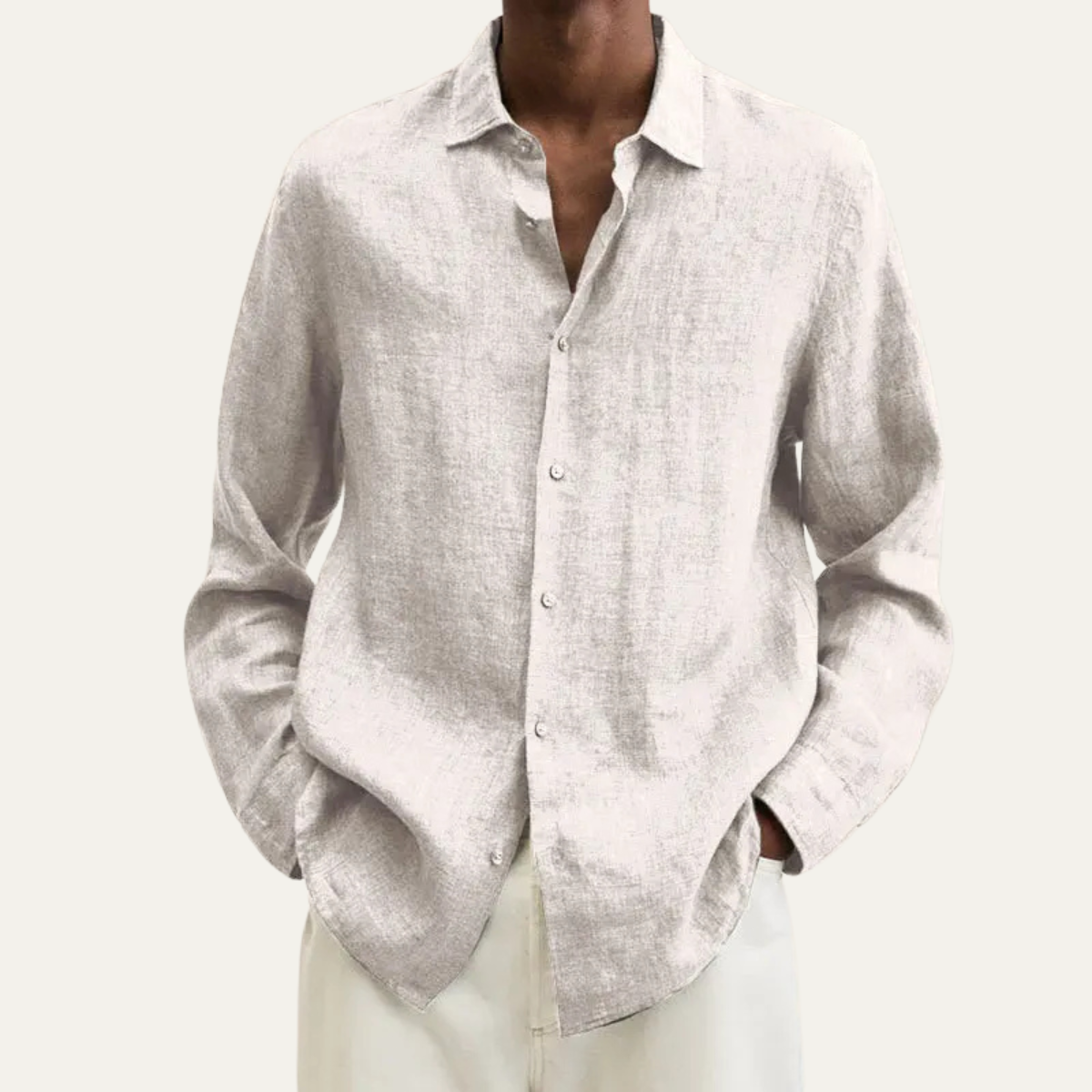 Men's Linen Button Down Long Sleeve Shirt